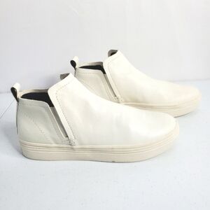Dolce Vita Tate Leather Ankle Bootie 9.5 White Platform Slip-on High-Top Sneaker